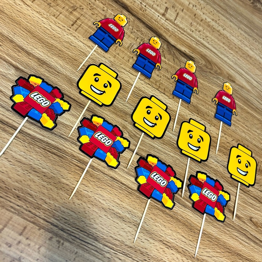 COPY - Building block bricks cupcake toppers lot of 12 - Picture 8 of 8